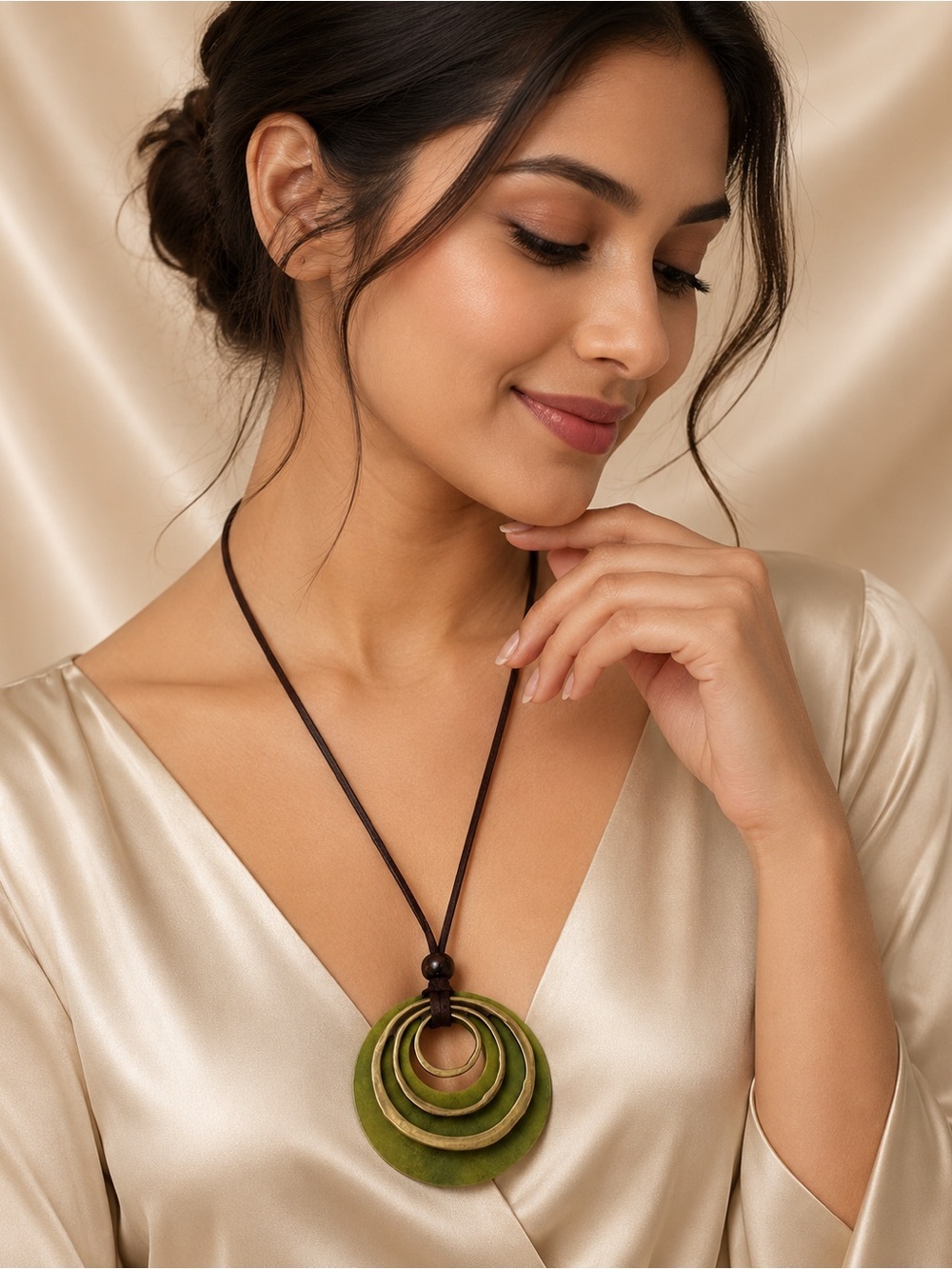 Bohemian Harmony Circle Pendant Necklace